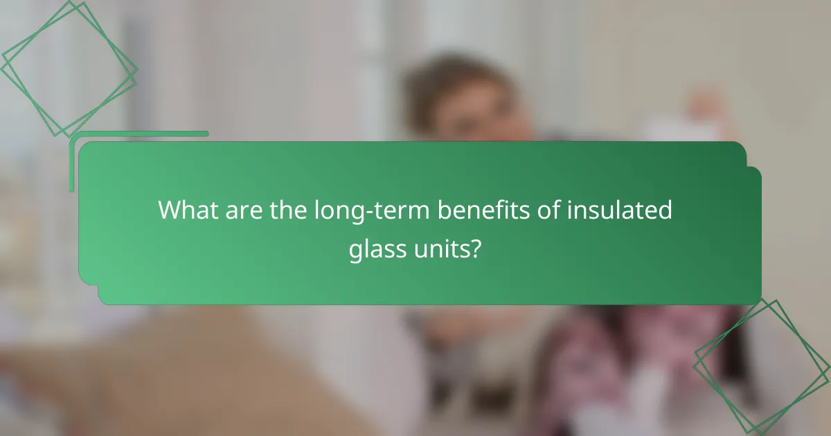What are the long-term benefits of insulated glass units?