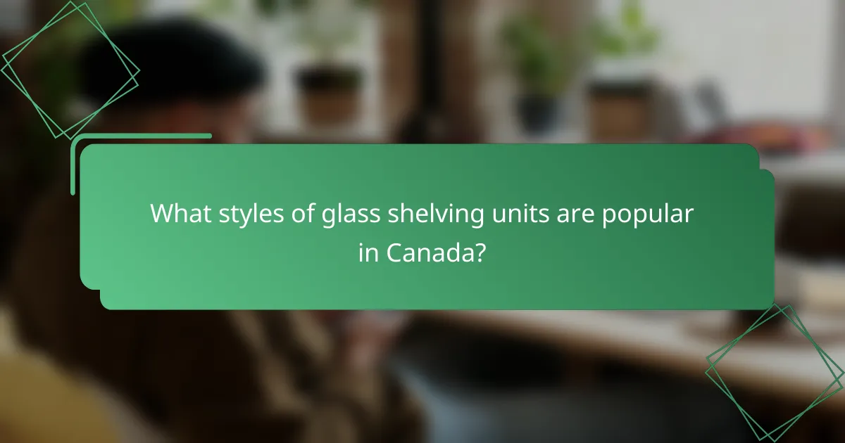 What styles of glass shelving units are popular in Canada?